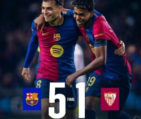 开云APP-【西甲】巴萨5比1塞维利亚，莱万梅开二度，加维复出